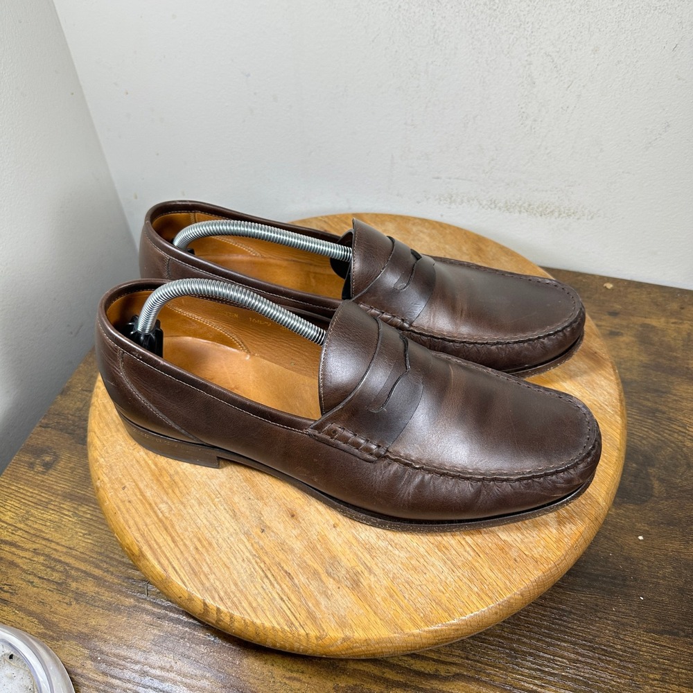 Beckett Simonon Cohen Penny Loafers Brown Leather Mens 11.5 Blake Stitch Shoes